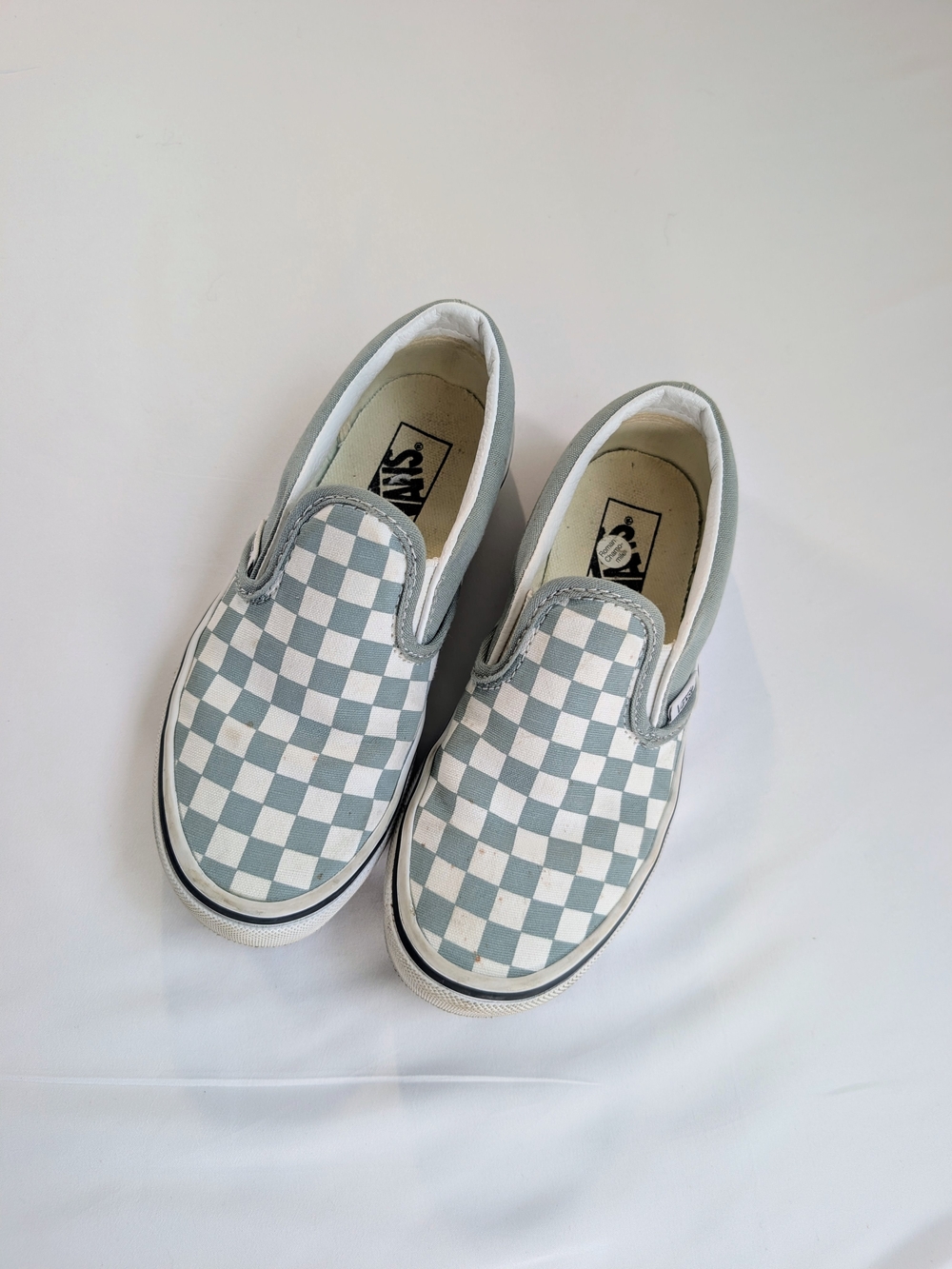 Vans Kids Slip-On Checkerboard Sneakers - Sage Green/White